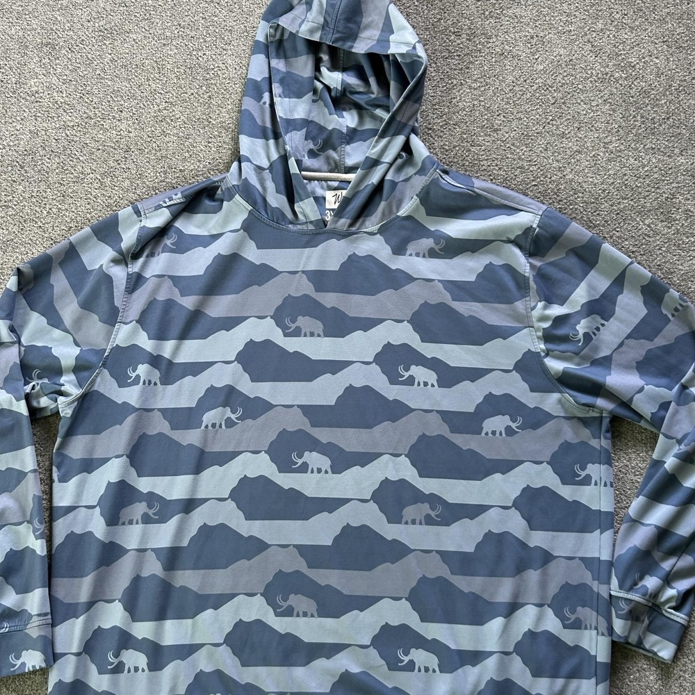 Waggle Shirt Mens 3XL Blue Mammoth Camo Hooded Long Sleeve Golf Hoodie Top